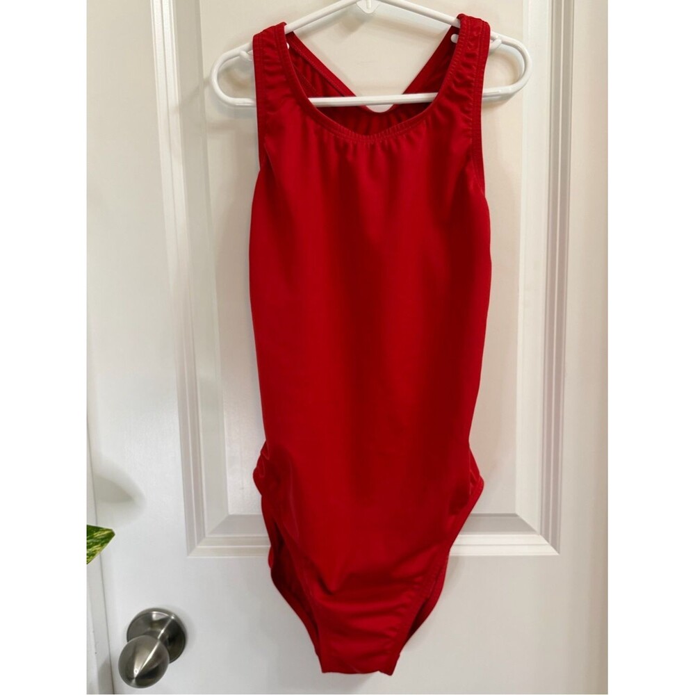 Dolfin Bright Red One-Piece Women’s Competition & Lifeguard Swimsuit Sz 36 (Lg)